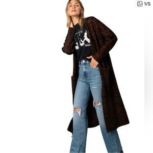 Lovestitch Brown and Black Long Cardigan